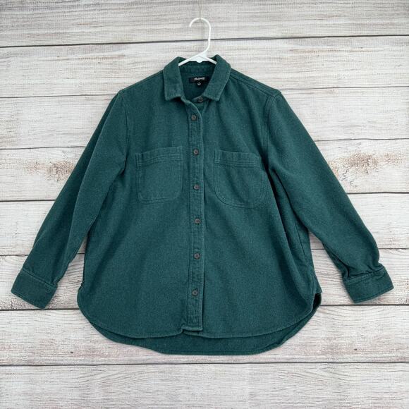 Madewell Flannel Oversized Ex-Boyfriend Swing Shirt Womens Small Green - Picture 1 of 13